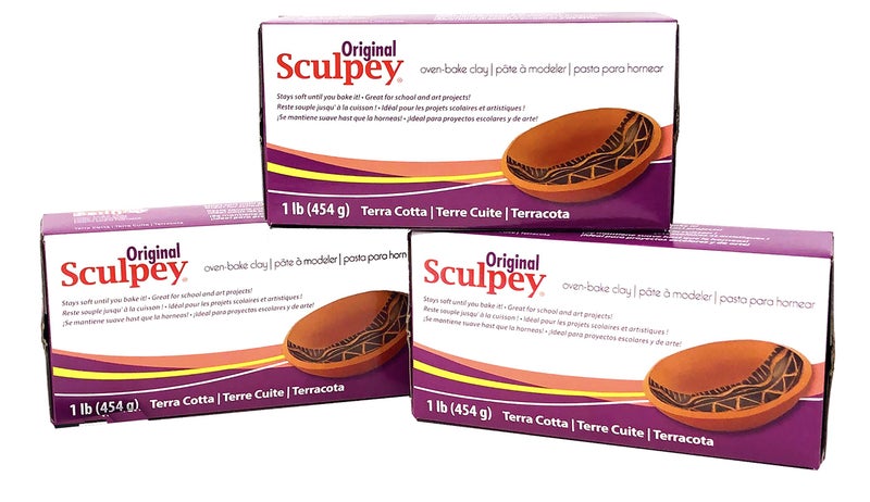 Sculpey Original Sculpturing Compound Terra Cotta Oven-Bake Clay - Great for School and Art Projects - 1 Lb (Pack of 3) Package May Vary